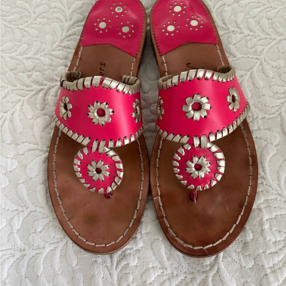 EUC Authentic Jack Rogers Sandals Size 7.5 Stylish Pink and Muted Gold